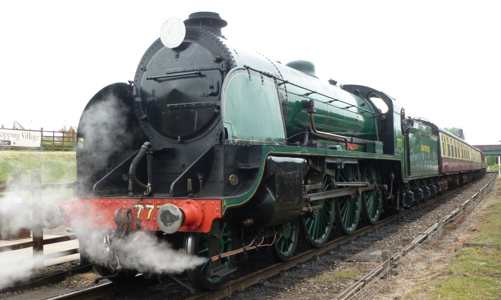 BR Standard Britannia Class 7 4-6-2 Pacific No. 70013 �Oliver Cromwell� in Loughborough Works Yard on the Great Central Railway (GCR, 2017)