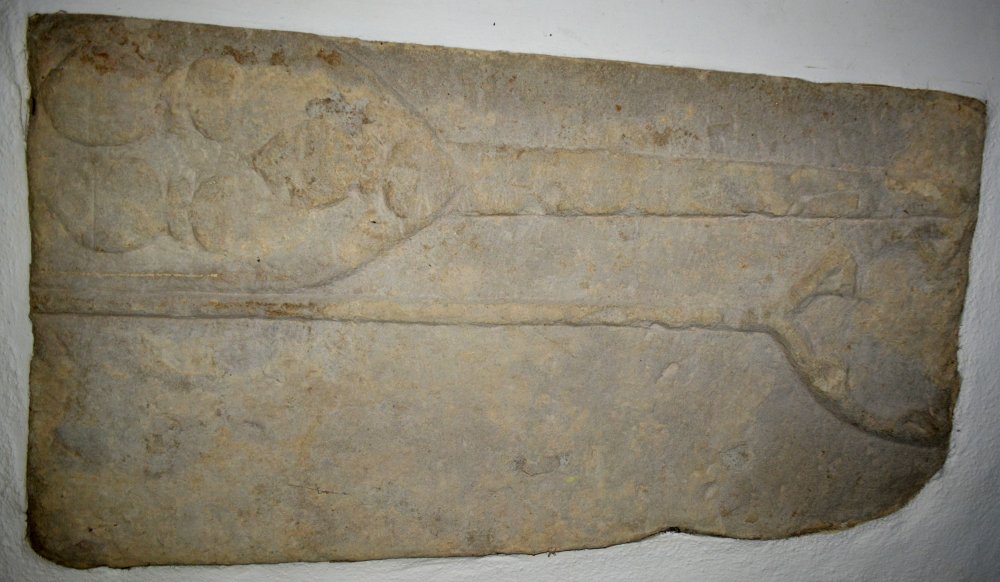 A medieval tombstone St Oswald's Church, Thornton Steward Jervaulx Abbey circular walk