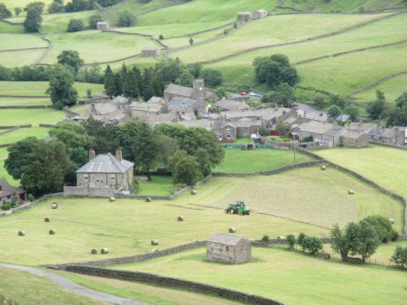 Muker from the southern slopes of Kisdon Hill Walking in Swaledale Muker to Keld
