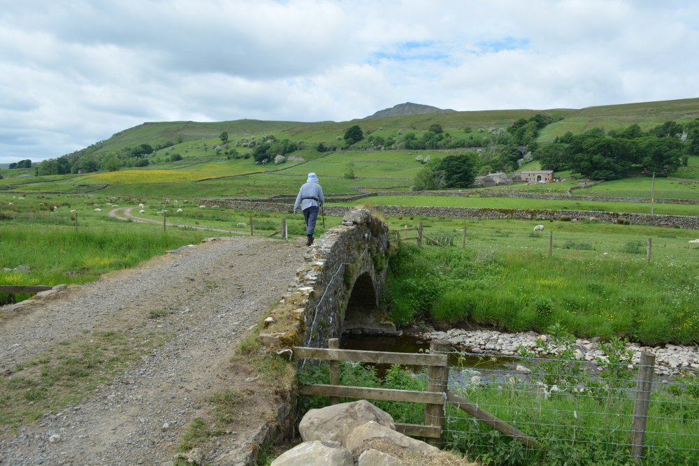 Thrang Bridge Climbing up Wild Boar Fell, walk from Mallerstang Dale, Cumbria, England