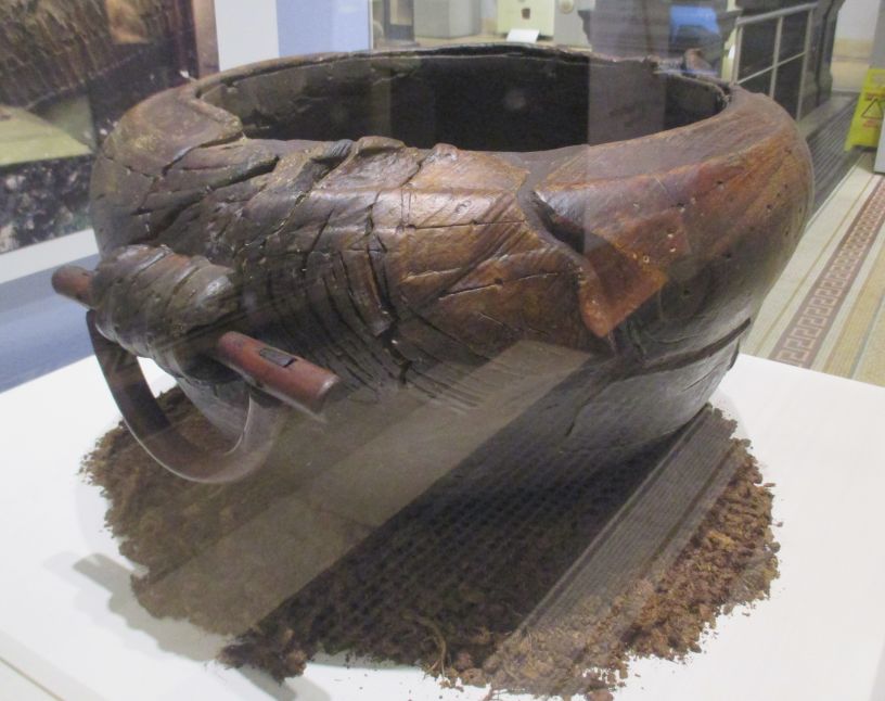 The Altartate Cauldron, 2nd century CE (AD), made of poplar wood and yew handles National Museum Ireland Archaeology Dublin
