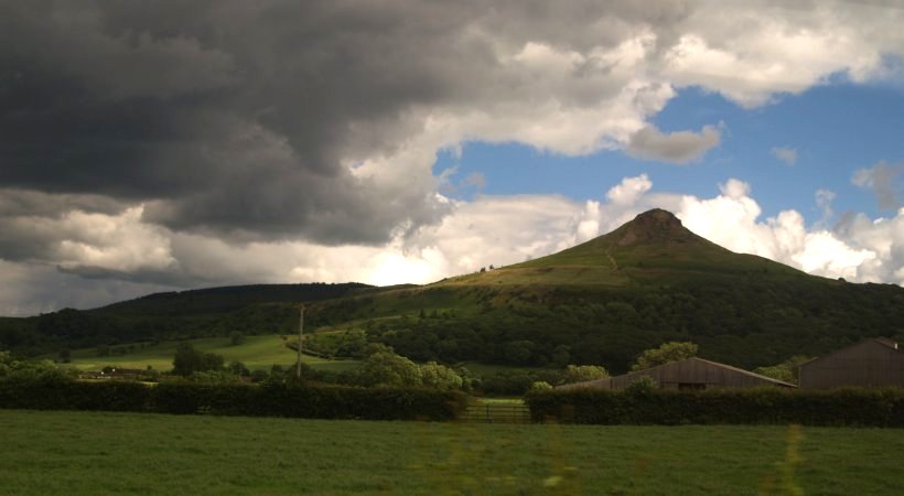 Location 04b: The striking and dramatic view from the train of Roseberry Topping between Nunthorpe and Great Ayton Stations.