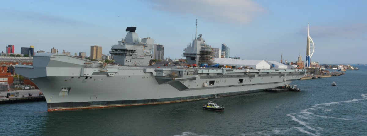 Royal navy warship R08 HMS QUEEN ELIZABETH Portsmouth to Santander Brittany Ferries