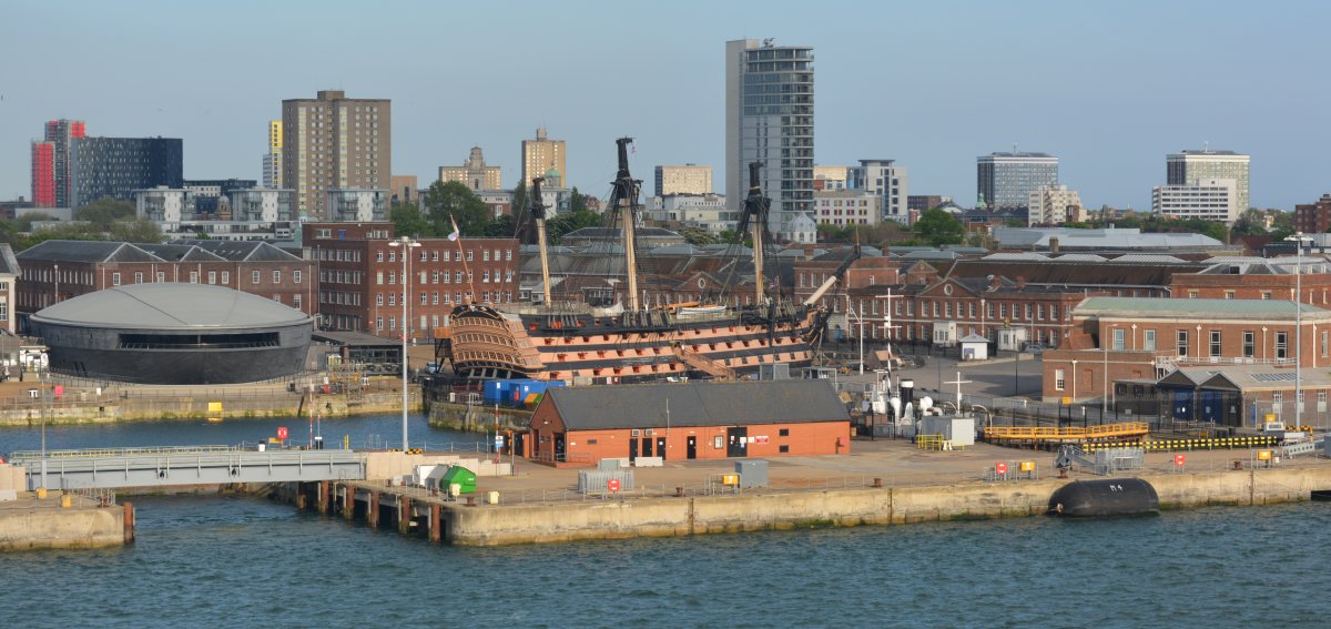 The historic HMS Victory is a 104-gun first-rate ship of the line of the Royal Navy Portsmouth to Santander Brittany Ferries