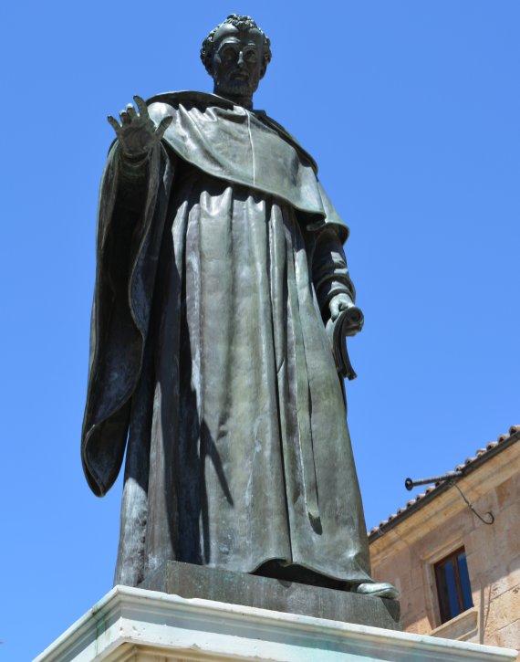Statue to Fray Luis de Le�n a noted lyrical Spanish poet of the 16th century, a former student of Salamanca University, he was also a Augustinian friar, theologian and academic, active during the Spanish Golden Age Spain