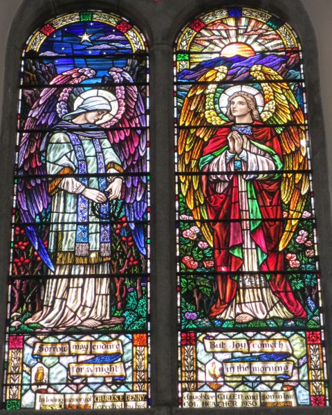 A fine stained glass windows of Christ Church Cathedral, Waterford, the A.E. Child stained glass window 'Joy and Sorrow' Ireland