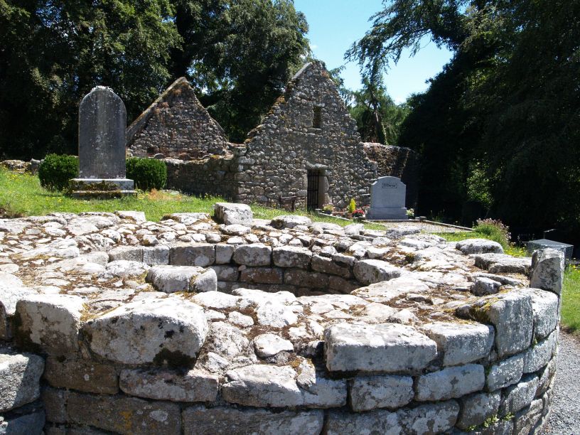 The base of the ruined round tower at St Mullins Monastery Walk from Graiguenamanagh to St Mullins, Co. Kilkenny