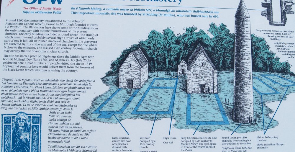 The history and information guide to the historic St Mullin's Monastery site Walk from Graiguenamanagh to St Mullins, Co. Kilkenny, Ireland