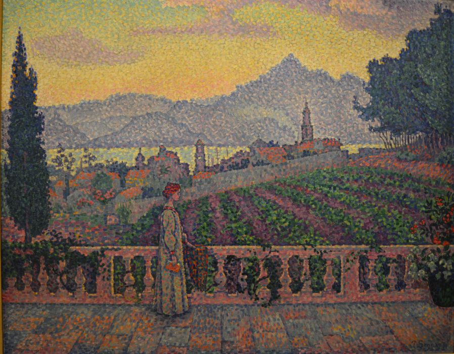 'The Terrace, Saint-Tropez', oil on canvas 1898 by the French artist Paul Signac National Gallery of Ireland, Dublin