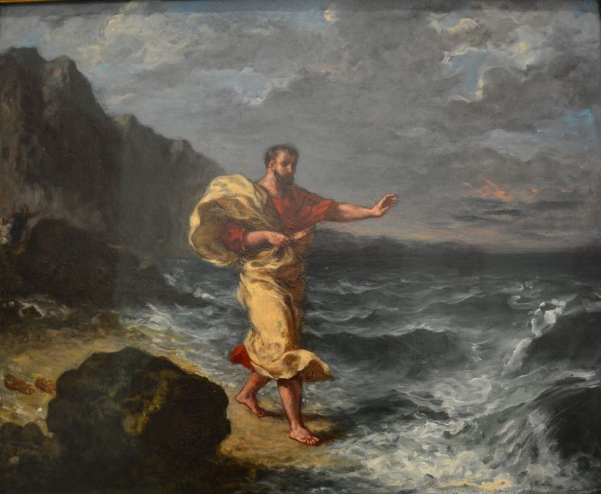 'Demosthenes on the Seashore', oil on paper, laid on wood panel, by the French artist Eugene Delacroix National Gallery of Ireland, Dublin