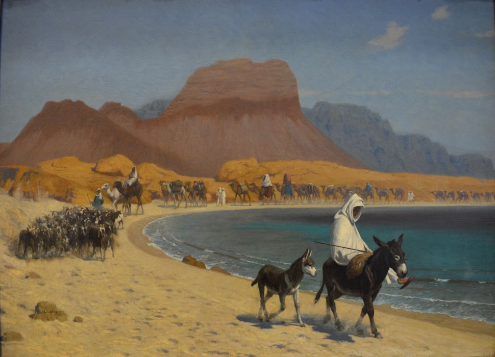 'Caravan on the Nile', oil on canvas ~1897, by the French artist Jean-Leon Gerome National Gallery of Ireland, Dublin