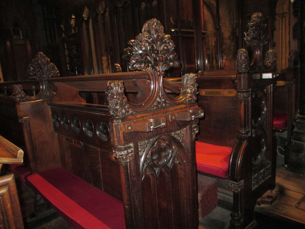 Details of the Quire choir stall carvings in Christ Church Cathedral, Dublin