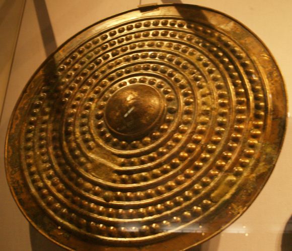Later bronze age shield detail Archaeology of the National Museum of Ireland, Dublin, Ireland