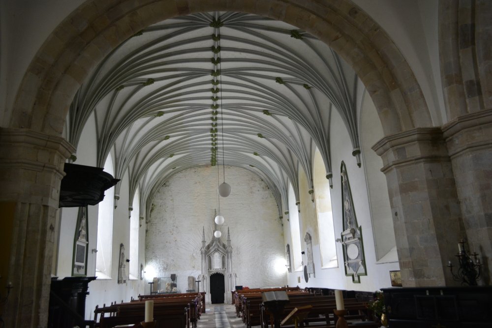 rebuilt Norman nave and chancel arch of St Carthage's Lismore Cathedral (Church of Ireland) though most of the present structure was mainly built in 1633 Town of Lismore, Co. Waterford, Republic of Ireland