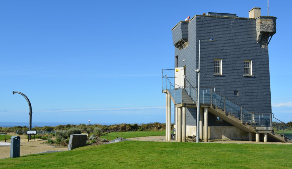 The restored signal tower (watch tower) that houses the Lusitania museum at the Old Head of Kinsale, Co. Cork, Ireland