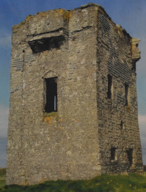 What the ruined old signal tower of Old Head of Kinsale once looked like before restoration and creation of the museum at the Old Head of Kinsale, Co. Cork, Ireland