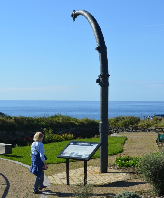 A boat davit for launching a lifeboat from a larger shipping vessel signal tower Lusitania museum Old Head of Kinsale, Co. Cork, Ireland