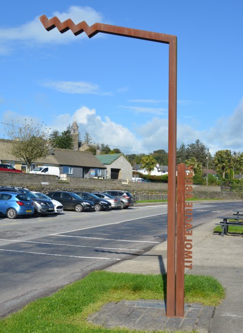The sign of the Wild Atlantic Way and parking by Timoleague Friary, for the start of the walk to Courmacsherry Timoleague to Courtmacsherry estuary nature walk Co. Cork West of Ireland