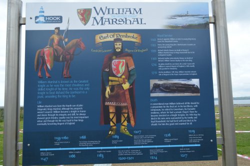 Information boards explain the connection between the great knight William Marshall and Hook Head Lighthouse Co. Wexford, Ireland