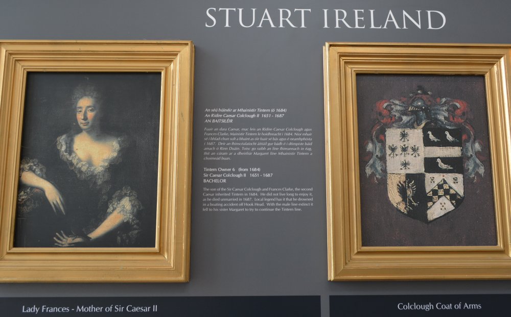 The Colclough family in Stuart Ireland - portrait of Lady Francis Colclough and the Colclough Coat of Arms Tintern Abbey, Co. Wexford, Ireland