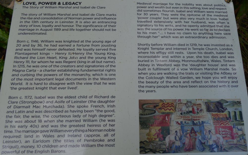 The love and power story of William Marshall and Isabel de Clare she was the eldest daughter of Aoife of Leinster Colclough Walled Garden, Tintern, Co. Wexford 