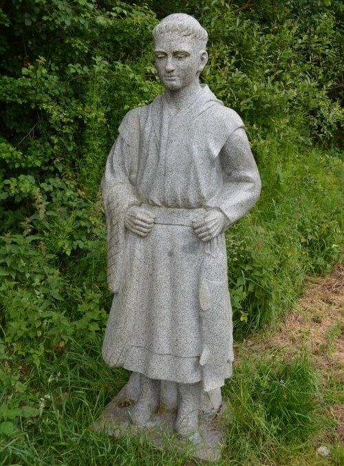 sculpture of St Mullin on the canal path near Graiguenamanagh Walk from Graiguenamanagh to St Mullins, Co. Kilkenny