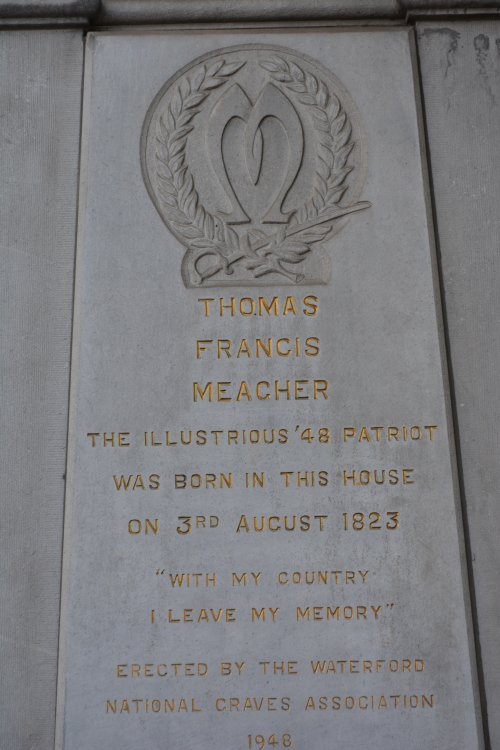 Memorial plaque to Thomas Meagher on a house near Christ Church Cathedral, Waterford, Ireland
