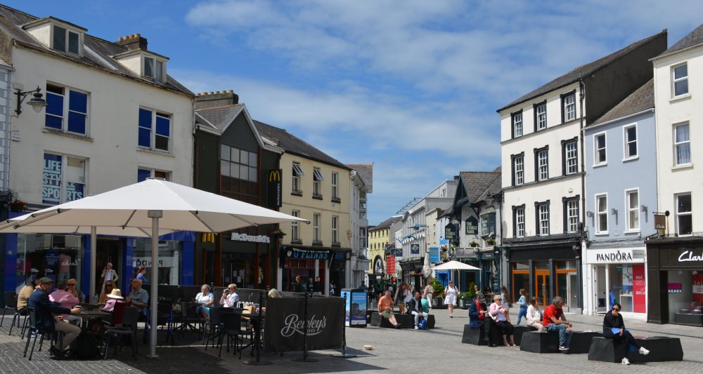 James Roberts Square, Waterford, pedestrianised, live music and pleasing cafe culture Ireland