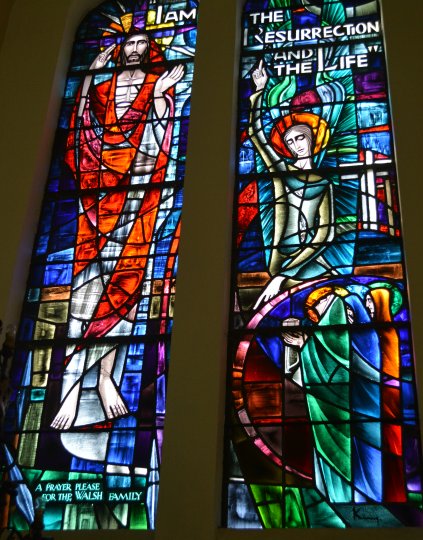 modern stained glass windows (a prayer for the Walsh family) St. Patrick's RC Church Newport, Co. Mayo, Ireland