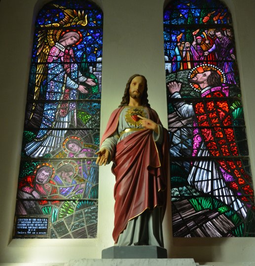 Michael Kilroy memorial stained glass window in St. Patrick's RC Church Newport, Co. Mayo, Ireland