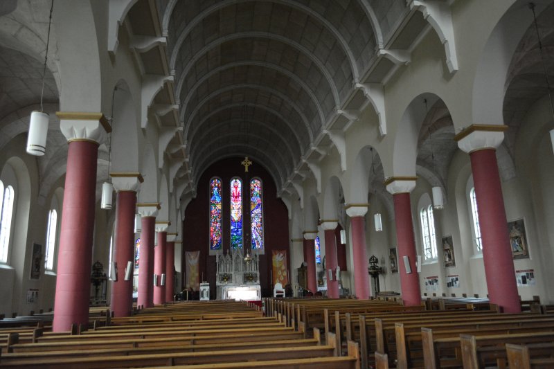The eight bays of columns of the double height St. Patrick's RC Church Newport, Co. Mayo, Ireland