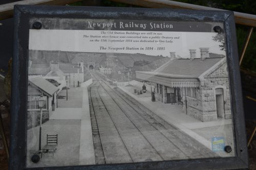 Photograph of the old railway station of Newport at the northern end of the old railway bridge Newport, Co. Mayo, Ireland
