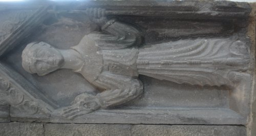 The carved image of St Francis in Ennis Priory ruined Ennis Friary medieval church Ennis, Co. Clare, West of Ireland