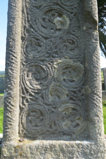Two the faces of the South Cross of Ahenny showing the typical spiral carvings Ahenny High Crosses, Co. Tipperary, Ireland