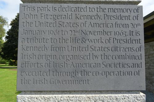Memorial stone to John F Kennedy at the entrance to the Arboretum The John F. Kennedy Arboretum JFK Park