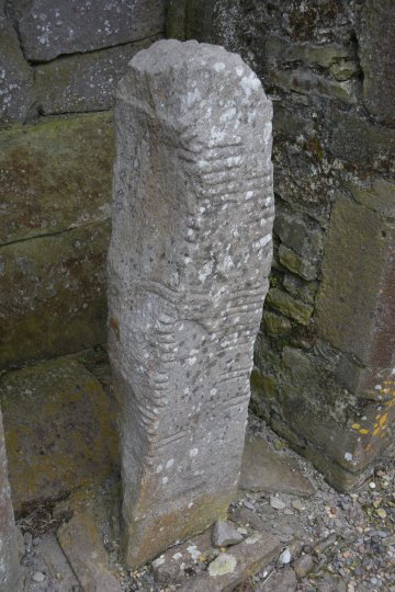 Ogham stones in the chancel ofthe ruined Ardmore Cathedral Ardmore, Co. Waterford, Ireland