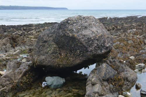 St Declan's stone, Ardmore, a geological anomaly featured in ancient folk tales and healing properties Ardmore, Co. Waterford, Ireland
