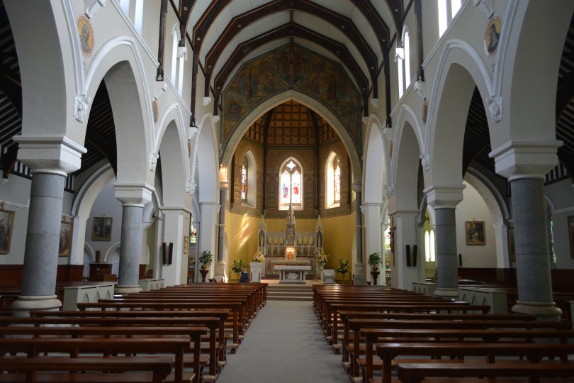 A general view of the internal architecture of St Joseph's Church, looking down the nave to the altar, Clifden, Connemara, Co. Galway, Ireland