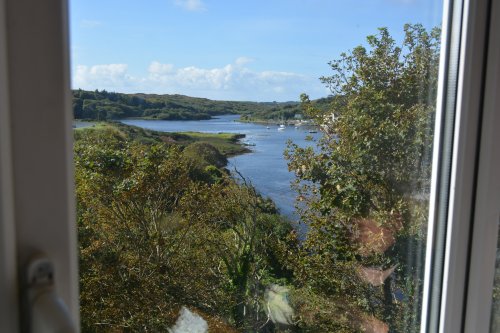 Delicious food and great views down to Clifden harbour and Clifden Quay at Clifden in Clifden Bay Clifden Town, Connemara, Co. Galway, Ireland