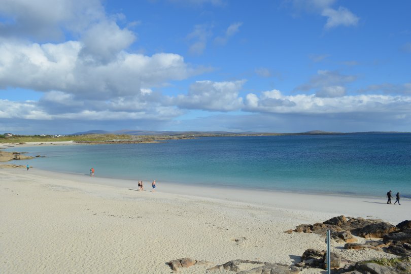 Delightful sandy beach walking in Gurteen Bay Beach, Connemara, Co. Galway, Ireland