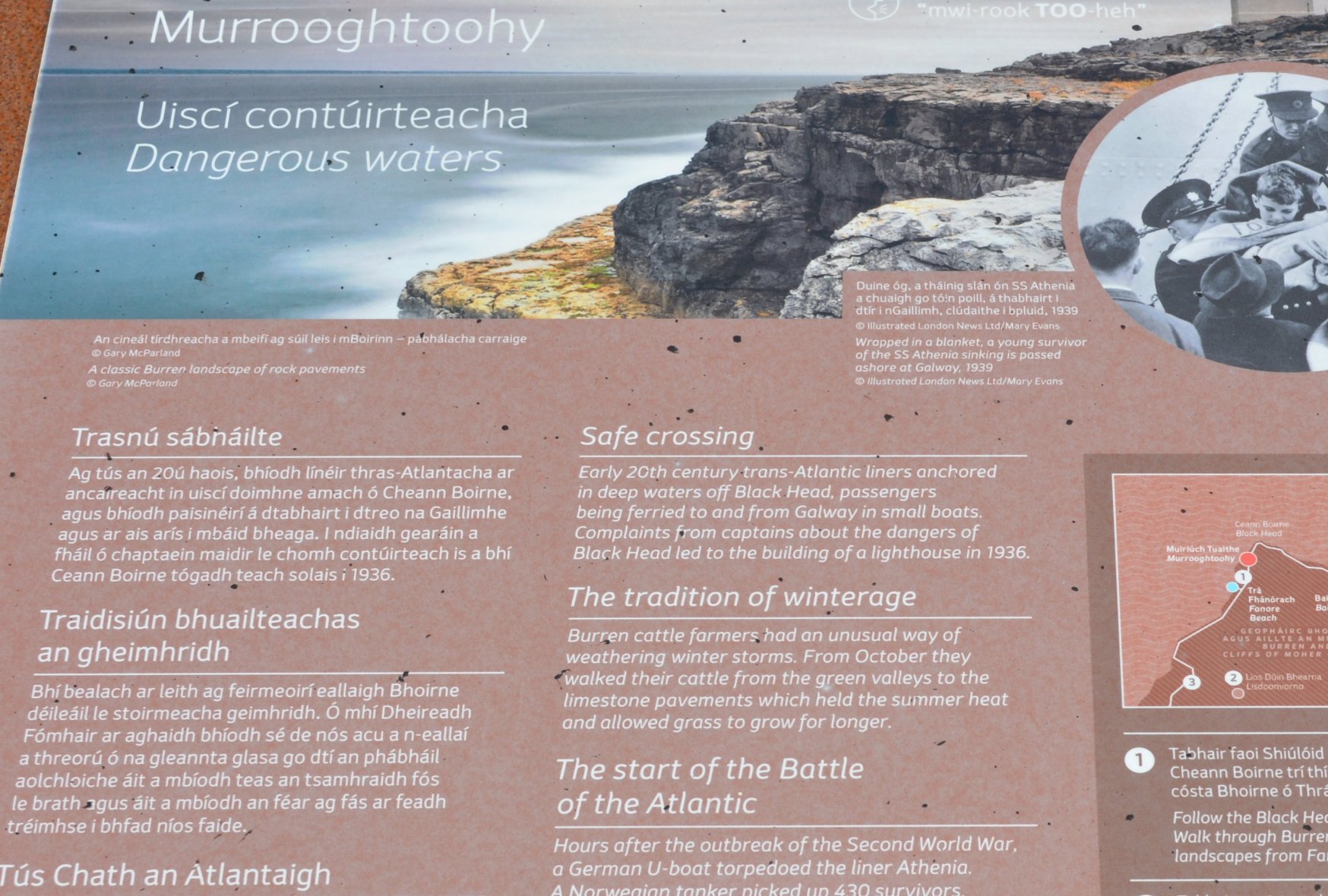 The Murrooghtoohy Geopark information scenic drive R477 road from Doolin to Ballyvaughan via Fanore, The Burren, Murrooghtoohy, Co. Clare, Ireland