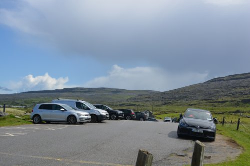 Car park for Fanore Beach scenic drive R477 road from Doolin to Ballyvaughan via Fanore, The Burren, Murrooghtoohy, Co. Clare, Ireland