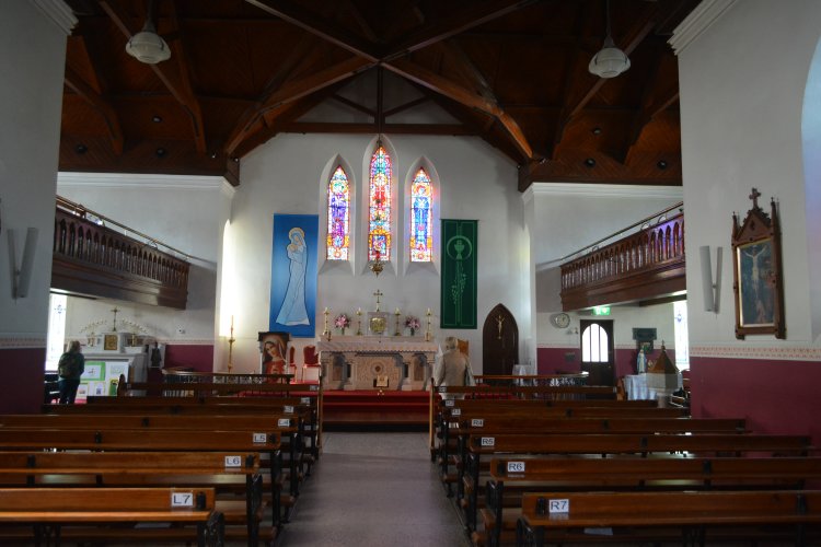 Looking towards the altar of St Mary's Catholic Church, Castlegregory, Dingle Peninula, Co. Kerry, Ireland