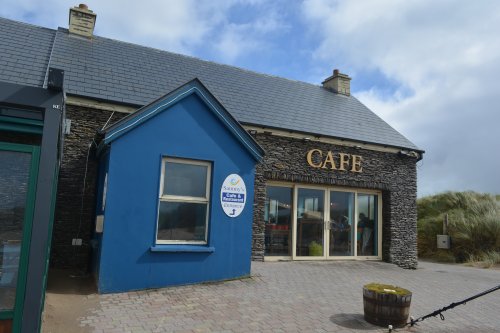 Cafe and car parking on Inch Beach, Dingle Peninsula, Co. Kerry, Ireland