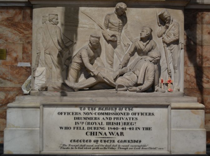 Memorial to soldiers lost in the China war of 1840-1842 in St Patrick's Cathedral, Dublin, Ireland