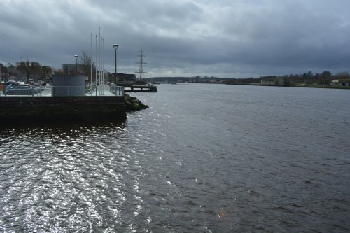 The quayside and a views from the Hanrahan Bridge towards the Dunbrody, New Ross, Co. Wexford, Ireland