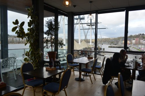 The Captain's Table cafe overlooks 'The Quay' where the Dunbrody is permanently moored, Dunbrody replica famine ship museum experience, New Ross, Co. Wexford, Ireland