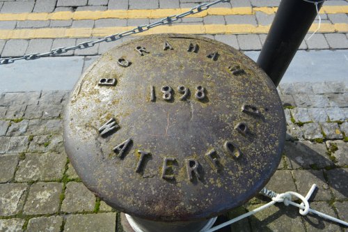The metal mooring bollards on the quayside of Dungarvan, Co. Waterford, Ireland