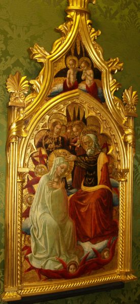 painting 'Coronation of the Virgin' from the studio of Niccolo Liberatore (active 1456-1502) Walker Art Gallery Liverpool