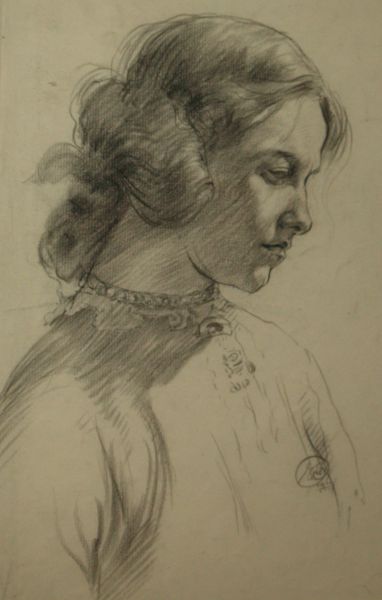 'Portrait Study' pencil drawing on paper ~1910 by Edward Carter Preston (1885-1965) Walker Art Gallery Liverpool
